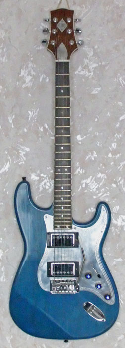 Degay Guitars - electric strat style in blue with engraved scratchplate